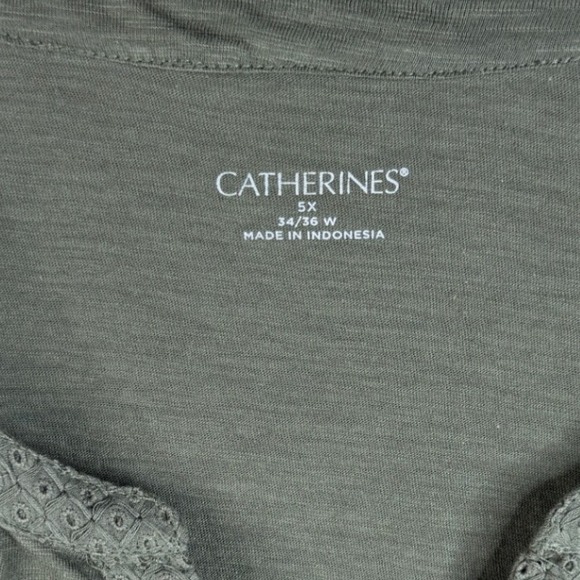 New Catherines Short Sleeve Cotton Shirt size 5X Green - Picture 2 of 9